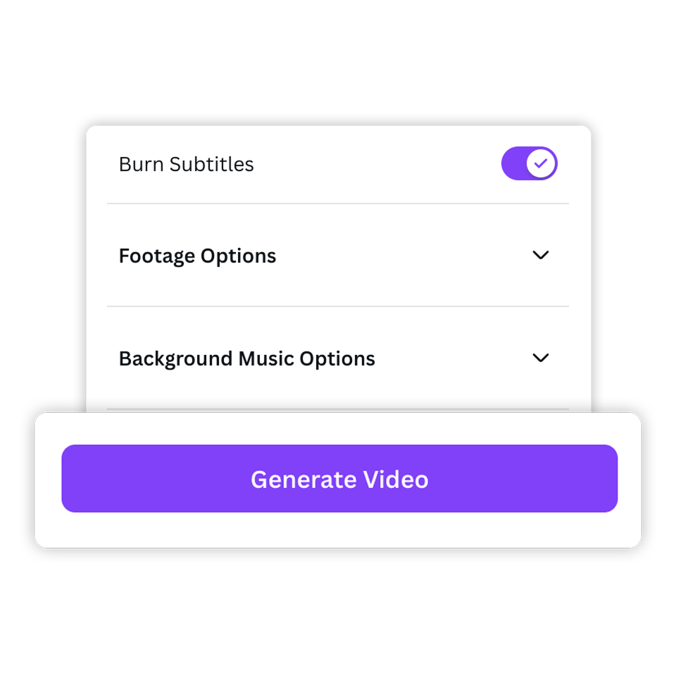 Generate your video draft inside Canva and edit scenes or swap AI avatars before publishing